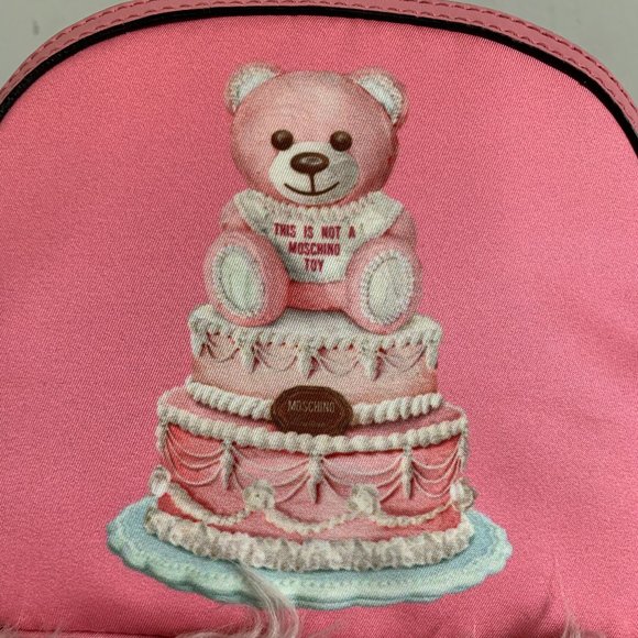 Moschino Bags Moschino Leather Trimmed Bear Print Satin Twill Shoulder Bag Made In Italy